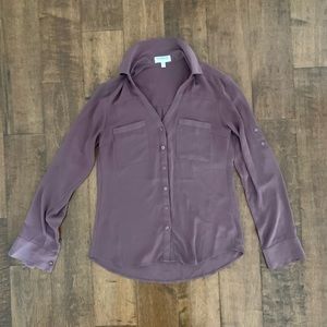 Elegant Mauve Button-Up Blouse